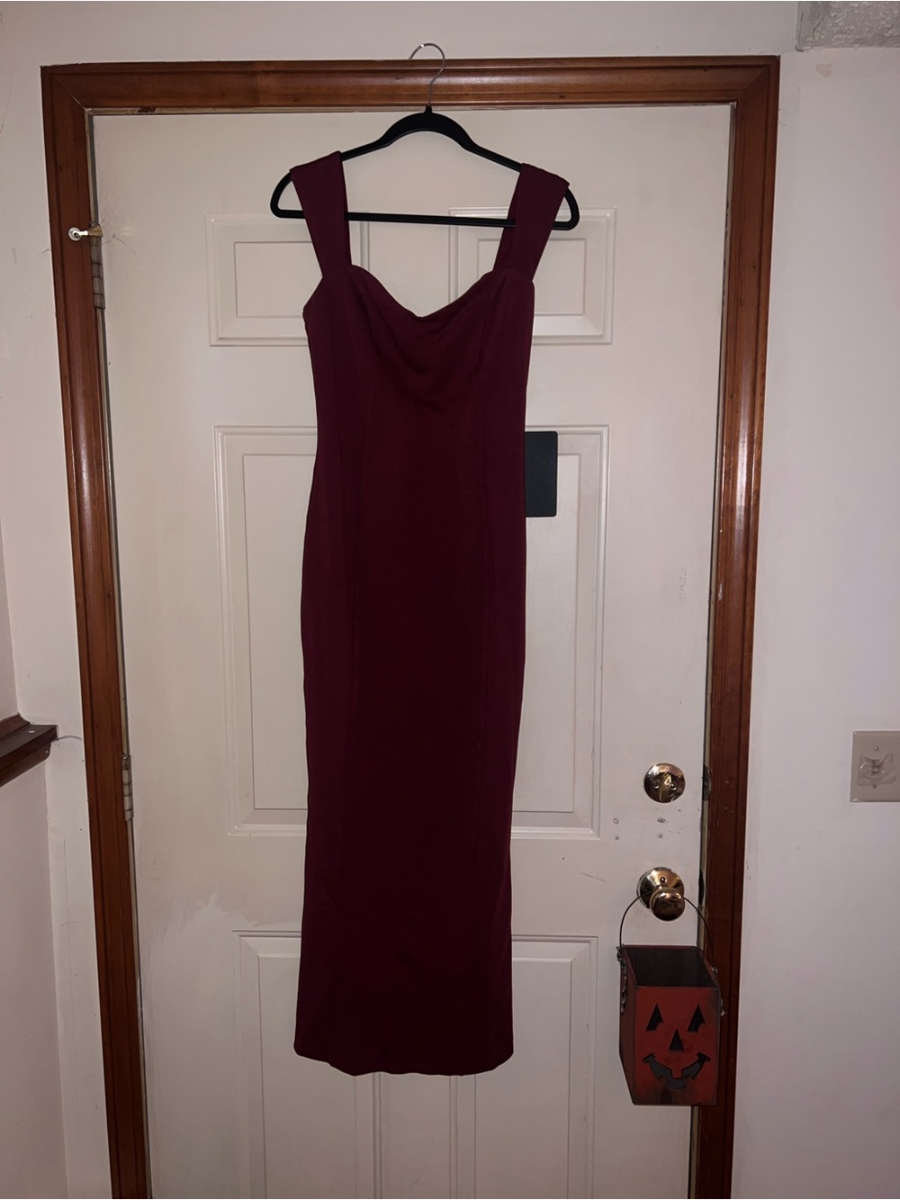 Lulu's Deep Burgundy Square-Strap Maxi Dress